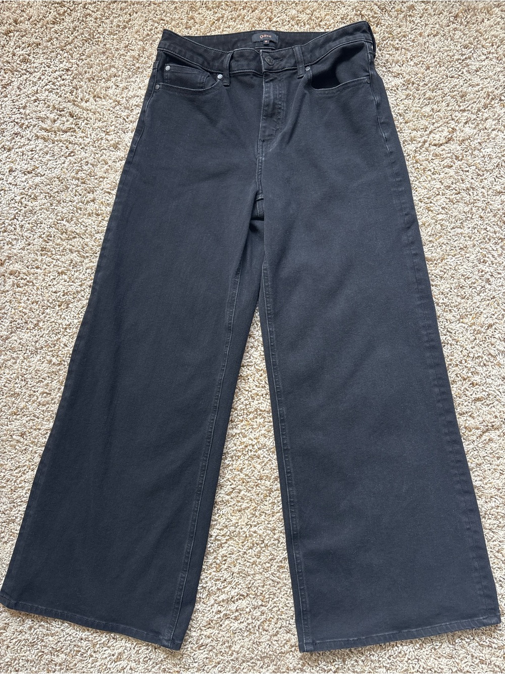 Quince Bella Stretch Wide Leg Jeans in Black Sz 30